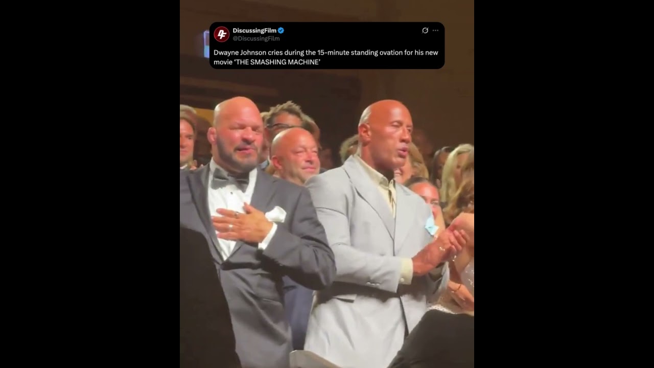 Dwayne Johnson crying at the Venice premiere of 