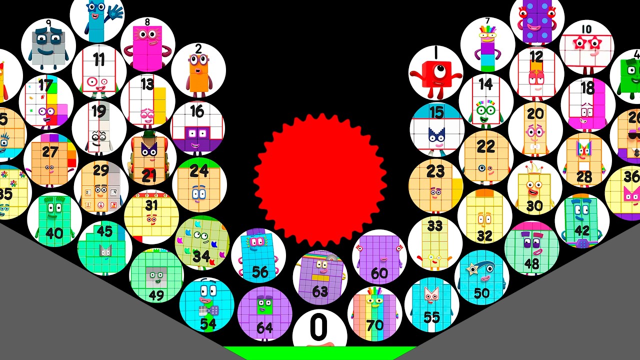 50 NUMBERBLOCKS Marble Race in Algodoo - Who will win?