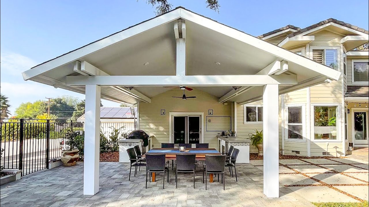 How To Gable Attached Patio Cover - YouTube