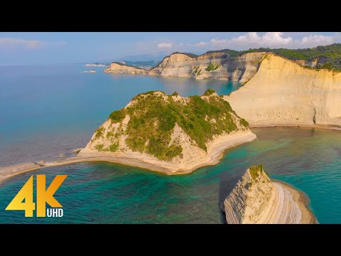 4K Drone Footage - Bird Eye View of Corfu, Greece - Ambient Drone Film with Calming Music