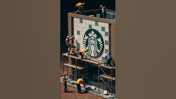 TINY BUILDERS, GIANT STARBUCKS! ☕  #shorts #miniature