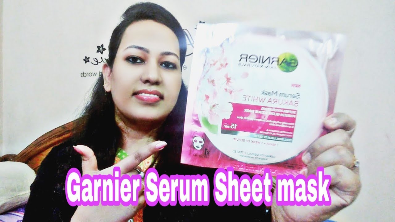 Review & demo : Garnier Sakura white serum mask | How to apply sheet Mask on face