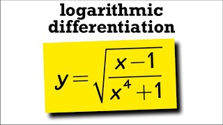 derivative of sqrt((x-1)/(x^4+1)), logarithmic differentiation
