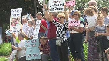 Hundreds protested against Drag Queen Story Hour at a Rockford library