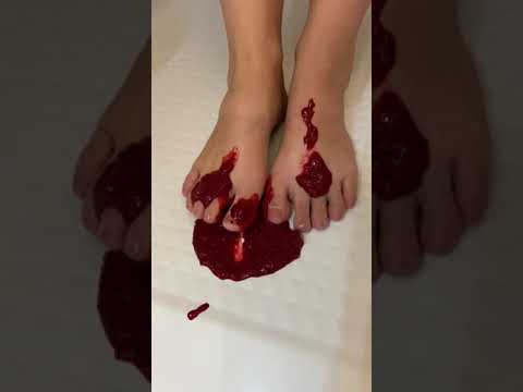 Girl Food crush raspberries with feet’s