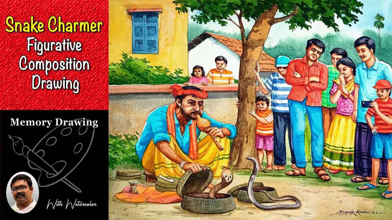 Snake Charmer Scenery Drawing | Snake Charmer Drawing On Pencil Sketch | Snake  Charmer Drawing Easy - YouTube