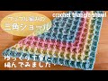 ミックスケークで編むワッフル編みの三角ショール（毛糸の断捨離のお話も）【かぎ針編み初心者】♡ブランケットにも♡crochet triangle shawl