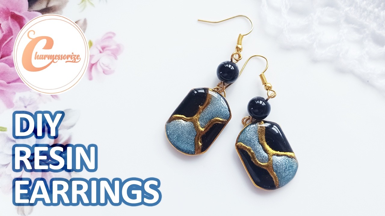 レジン　ハンドメイド　577 UV レジン | DIY UV Resin Earrings |No mold Make your own Frame