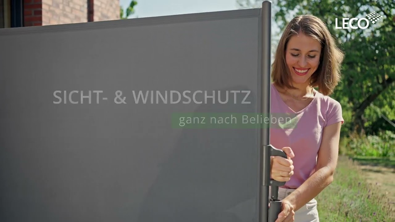 ausziehbare Seitenmarkise, Aluminium-Stahlrohr-Mix, Wind- und Sichtschutz, Garteneinrichtung