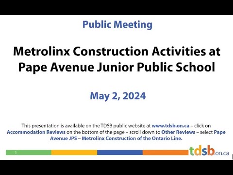 Metrolinx Construction Activities at Pape Avenue Junior Public School - Metrolinx construction activity will occur along Pape Avenue including the area in front of Pape Avenue Jr PS.
