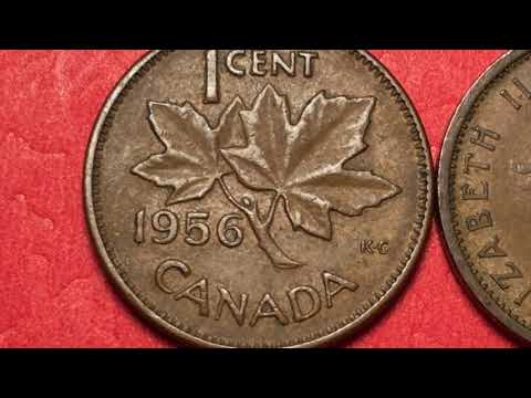 CANADA 1 CENT 1956 1957 Queen Elizabeth II - Look For Error Coins