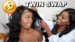 TWIN SWAP👯‍♀️CAN MY TWIN SISTER'S HUSBAND TELL US APART? MY TWIN DOES MY HAIR 🥴ft. Divaswigs