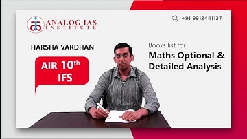 Books list for Maths Optional & Detailed Analysis by Harsha Vardhan UPSC Civils 2017 - Rank 213