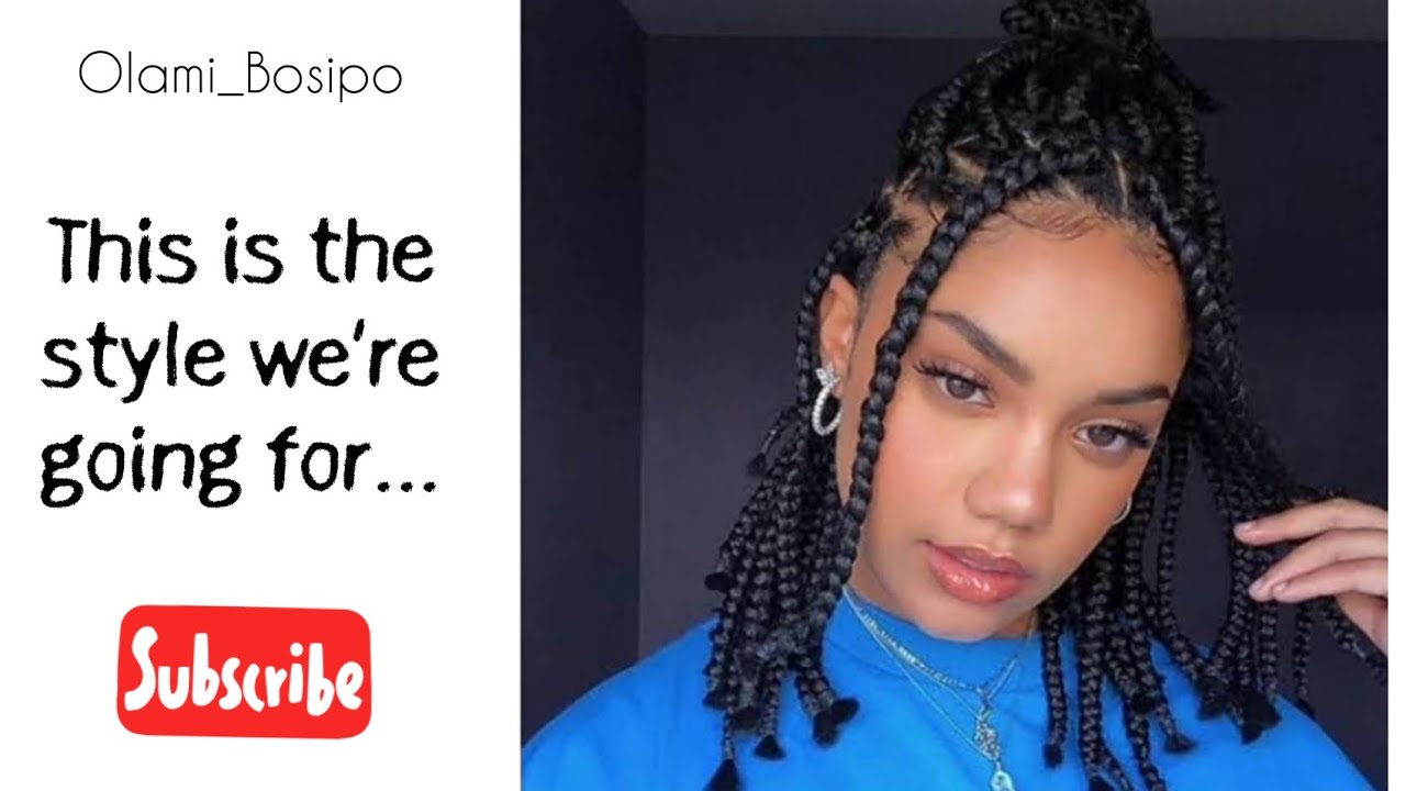 BLUNT CUT BOB BRAIDS ON LONG NATURAL HAIR. Easy and neat triangle box