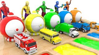 Colors for Children to Learn w Spiderman and Street Vehicles - Truck Car Toys for Kids