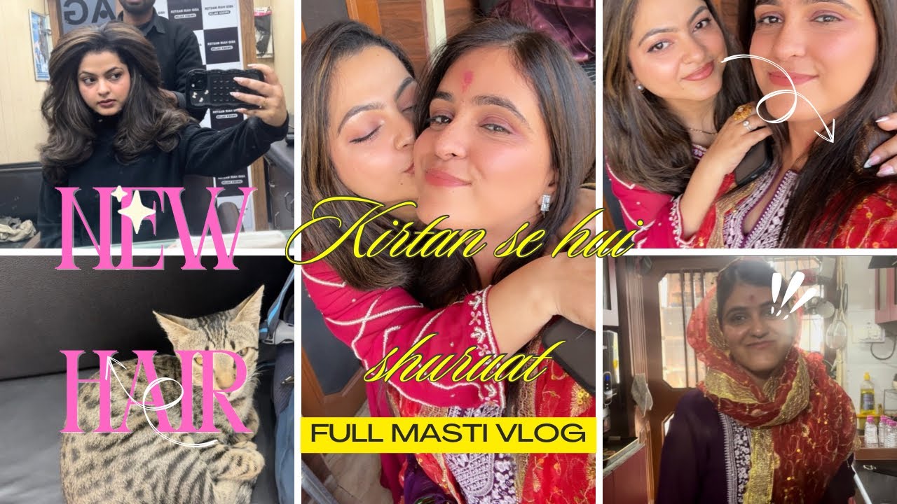 Shadi ki shuruat hui kirtan se also transformed my hairs😃😃. Salon me aa gyi cute c billi mausi 😍😍😍😍😍