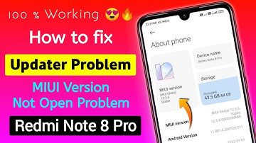 How To Fix MIUI Version Not Open Problem In Redmi Note 8 Pro | How To Fix Not Open Updater Problem