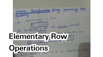 Elementary Row Operations || Linear Algebra || Urdu/Hindi