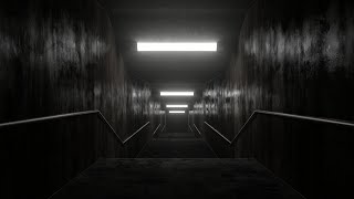 Creepy Abandoned Dark Tunnel Corridor Flickering Fluorescent Lights 4K Background VJ Video Effect