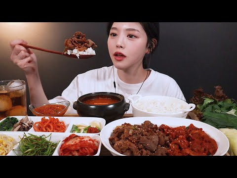 SUB)돼지불백 제육쌈밥에 차돌된장찌개 먹방 양배추찜이랑 집밥 한상 차려먹을게요 bulgogi Korean homemade meal mukbang ASMR