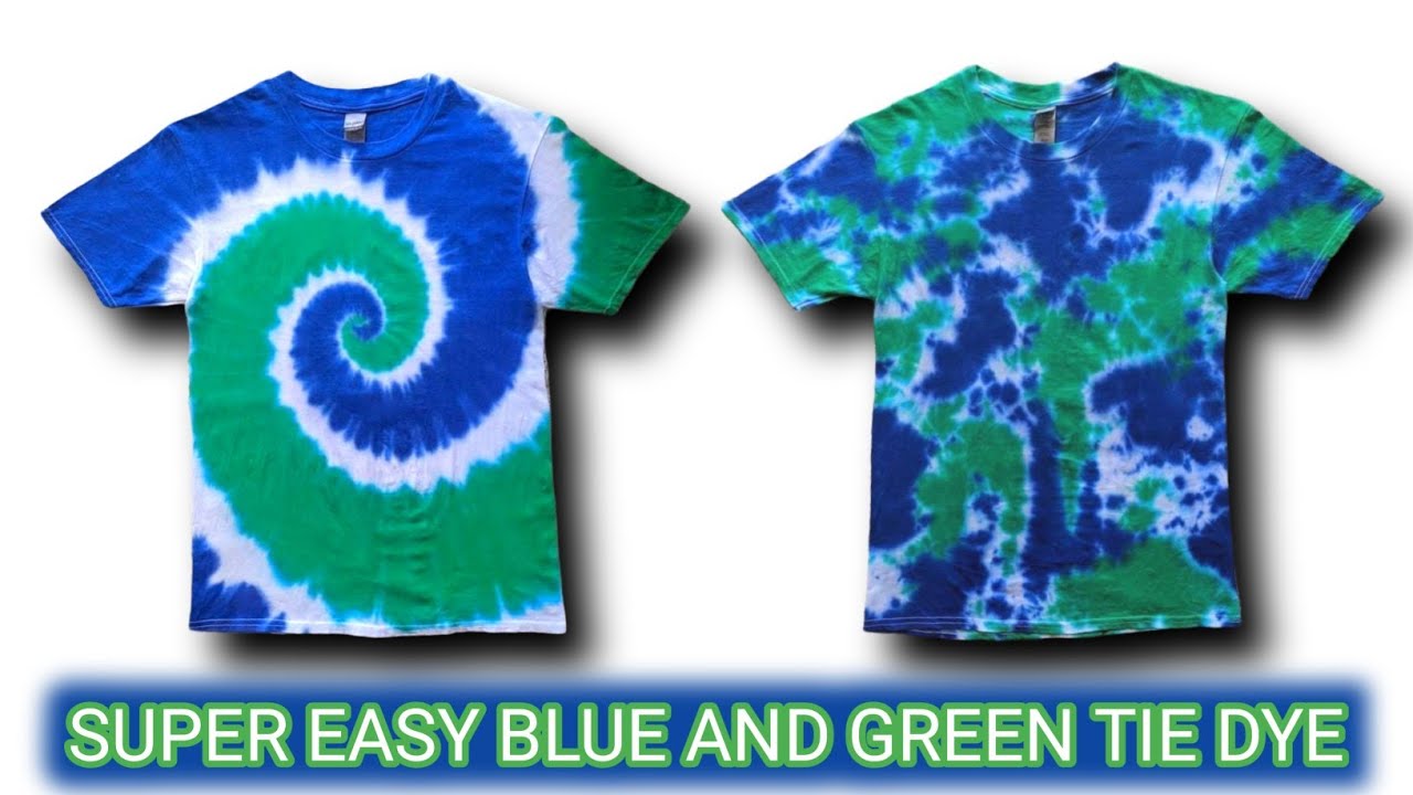 SUPER EASY BLUE AND GREEN SPIRAL Tie Dye Tutorial