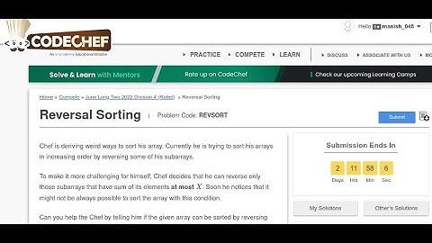 Reversal Sorting (Problem Code: REVSORT)