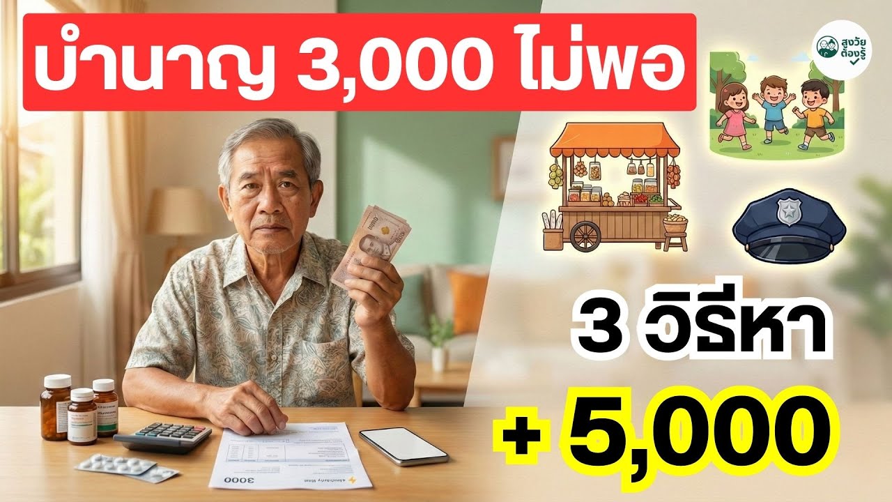 ⁣บำนาญ 3,000 ไม่พอ 3 วิธีหา + 5000 #เกษียณ #ชีวิตหลังเกษียณ #ออมเงิน #เก็บเงิน #การเงินผู้สูงอายุ