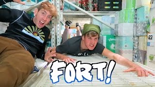 BLACK FRIDAY TOILET PAPER FORT! (We Got Caught!)