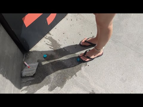 Water bottle sprays under my feet 💦👣