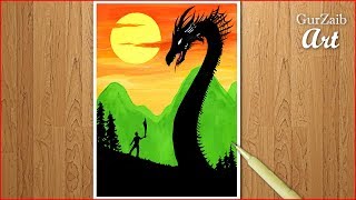 dragon fighting fantasy warrior easy painting paint