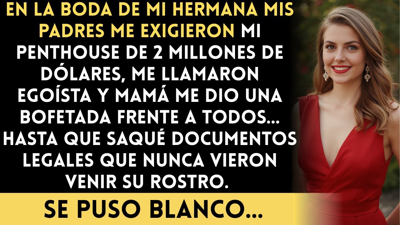En la boda de mi hermana, mis padres exigieron mi penthouse. Me negué, mamá me dio una bofetada...