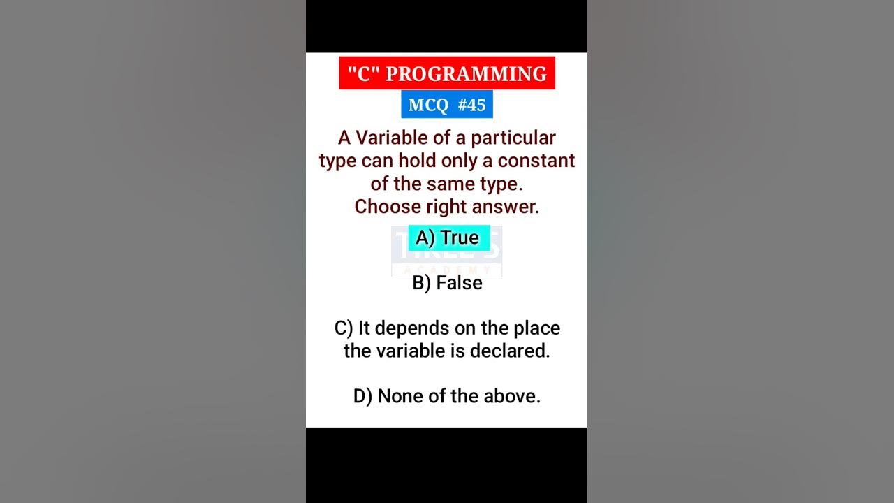 C programming mcq 45 shorts tiklesacademy youtube