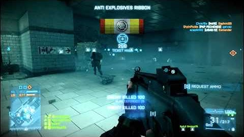 Battlefield 3: Multi-Kill 1 Grenade 12 Kills 8 Ribbon and 1 Kill Assist ! Unbelievable!
