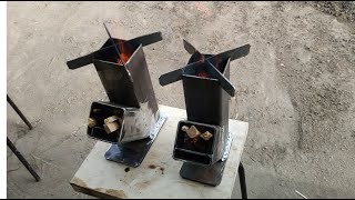 Печь ракета мини, два варианта, rocket stove mini DIY