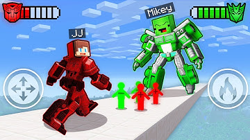 JJ Red vs Mikey Giant Green in RUSH Transformers - Maizen Minecraft Animation