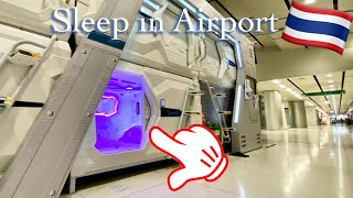 Sleeping in Thailand's Capsule Hotel at Bangkok airport 🇹🇭 Avagard Capsule Hotel【4K】