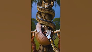 Rescue cow from giant python #animals #cow #funny #shorts