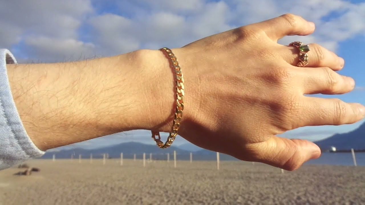 Gold Curb Bracelet, Gold Cuban Link Chain Bracelet, Thick Gold Bracelet High Quality Italy