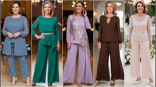 Elegant Mother of the Bride Chiffon Pant Suits | Stylish Dressy Ladies Pant Suits for Weddings