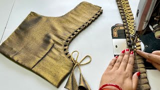 Blouse Neck Designs || Designer Frill Blouse || Cutting And Stitching Back Neck Blouse Design