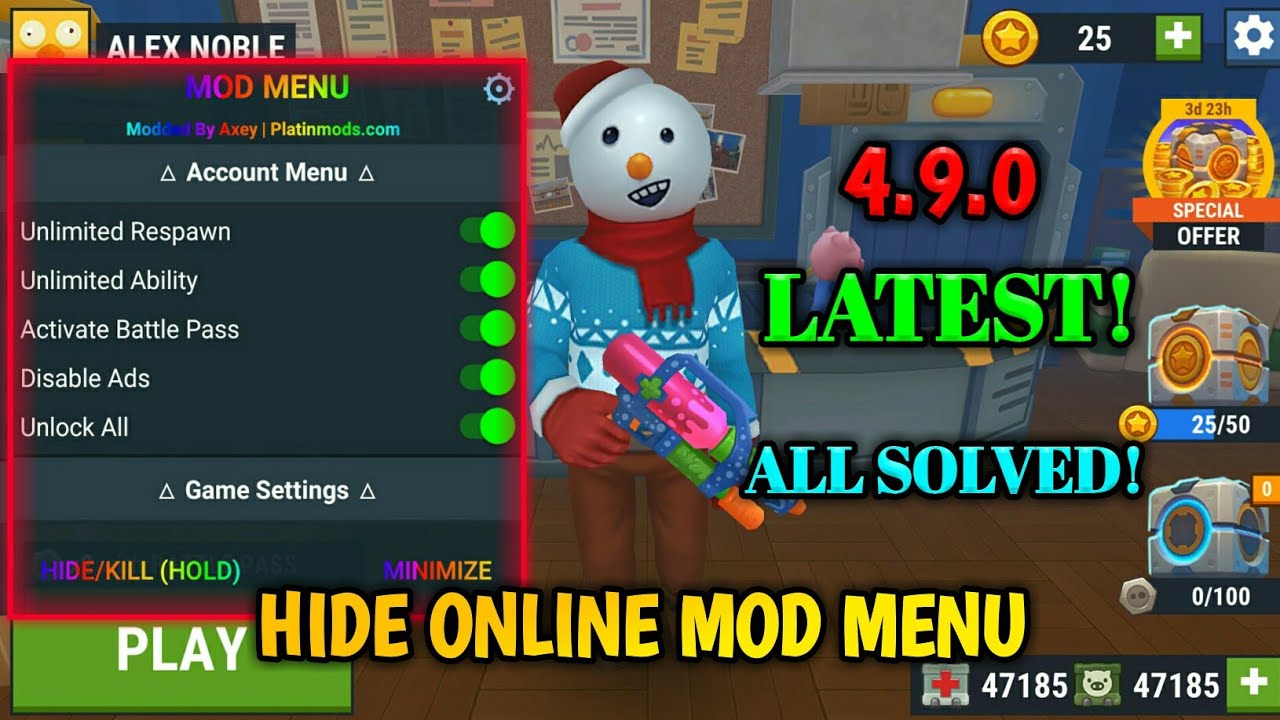 ✓VIP✓ HIDE ONLINE MOD MENU V 4.9.0 (No Banned /Antiban) Hide