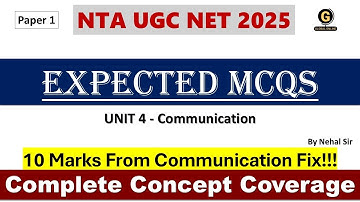 Communication Expected MCQs | UGC NET Paper 1 Preparation 2025 | MCQ Practice NET June 2025