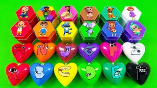 Looking for Alphabet Lore, Cocomelon With Rainbow Slime in Hexagon and Heart Coloring, ASMR