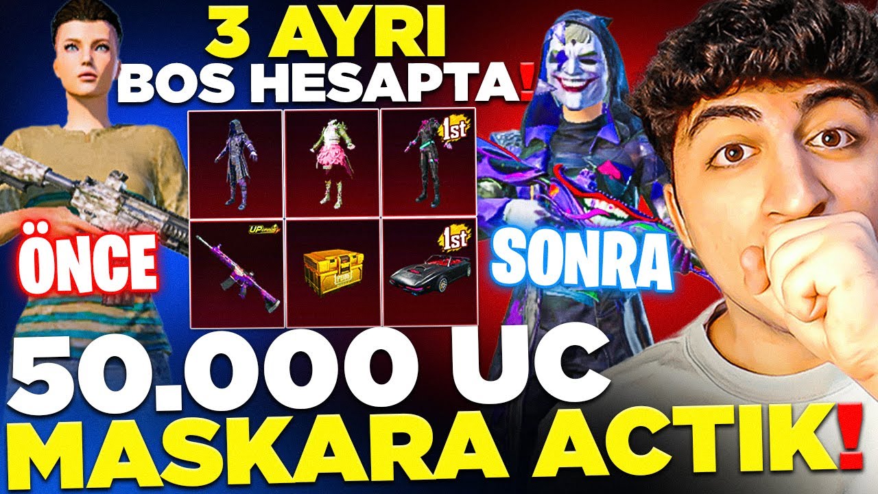 BOŞ HESAPLARDA 50.000 UC MASKARA SANDIĞI AÇMAK! (HEPSİNİ FULLEDİK) | PUBG Mobile
