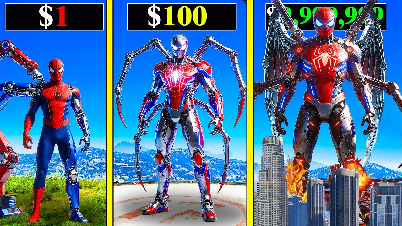 $১ এর ROBOTIC SPIDERMAN থেকে $১,০০০,০০০ STRONGEST ROBOT SPIDERMAN এ আপগ্রেড ! GTA 5