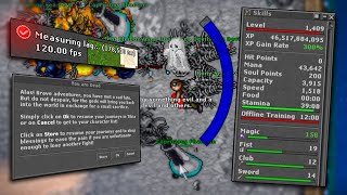 TIBIA LAGING AND CRASHING AGAIN | KILLED LEVEL 500 BY FROG! | I DROP EVERYTHING! #tibiaferumbrinha