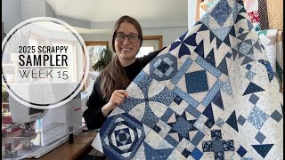Week 15 of the 2025 Scrappy Sampler: Blocks 28 and 29 tutorial, sampler quilt along