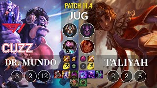 T1 Cuzz Dr. Mundo vs Taliyah Jungle - KR Patch 11.4