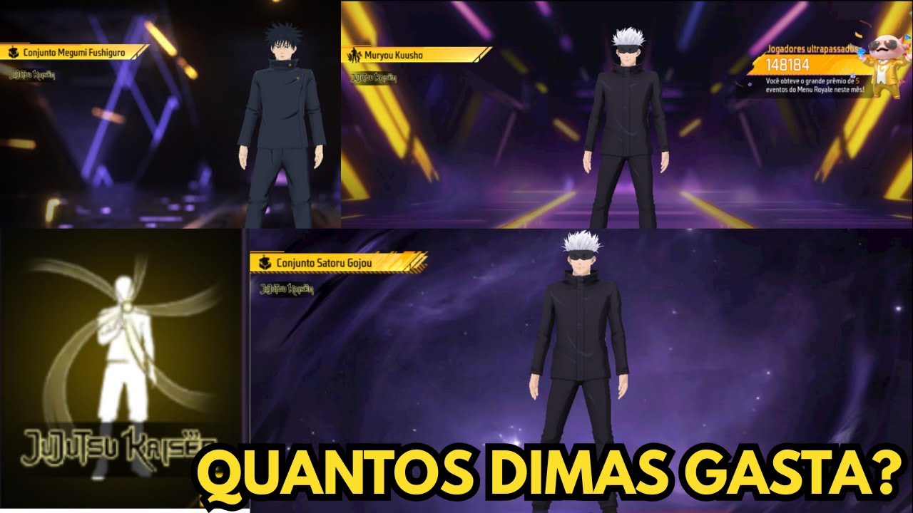 PEGANDO TODOS OS ITENS DA PARCERIA JUJUTSU KAISEN! TORRE DE TOKENS + SUPERMERCADO TURBO NO FREE FIRE