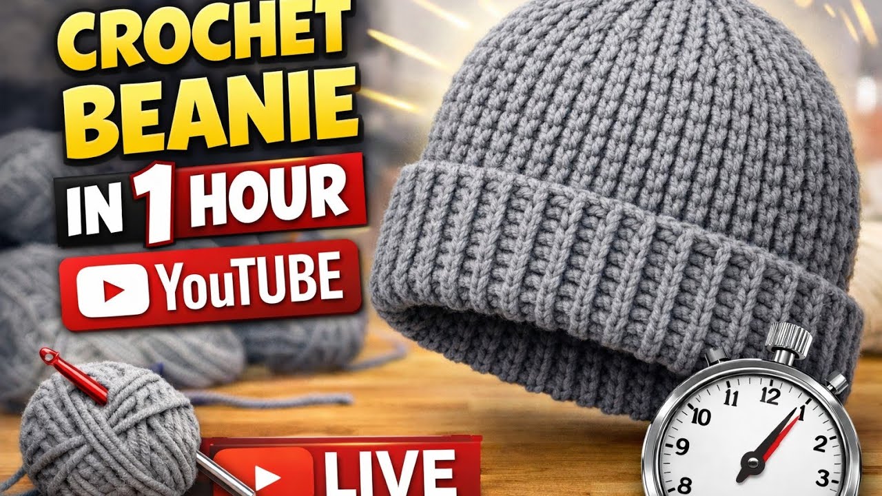 How to Crochet Beanie in 1 Hour! ⏱️ Easy Beginner Crochet Tutorial ...
